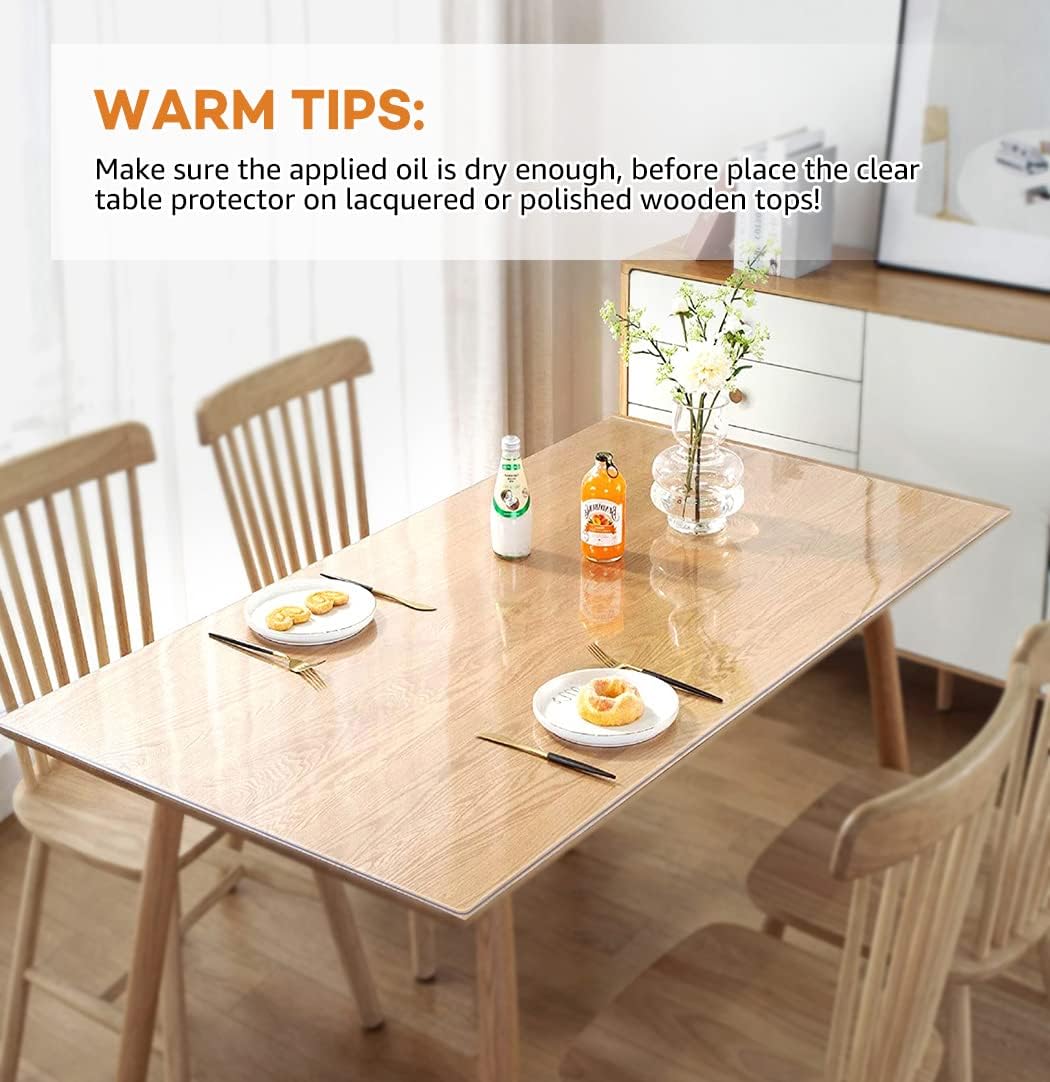 20x42 Inch 1.5mm PoPoTo Clear Desk Pad Cover Protector - Dining Room Table Cover, Plastic Tablecloth Protector, Vinyl