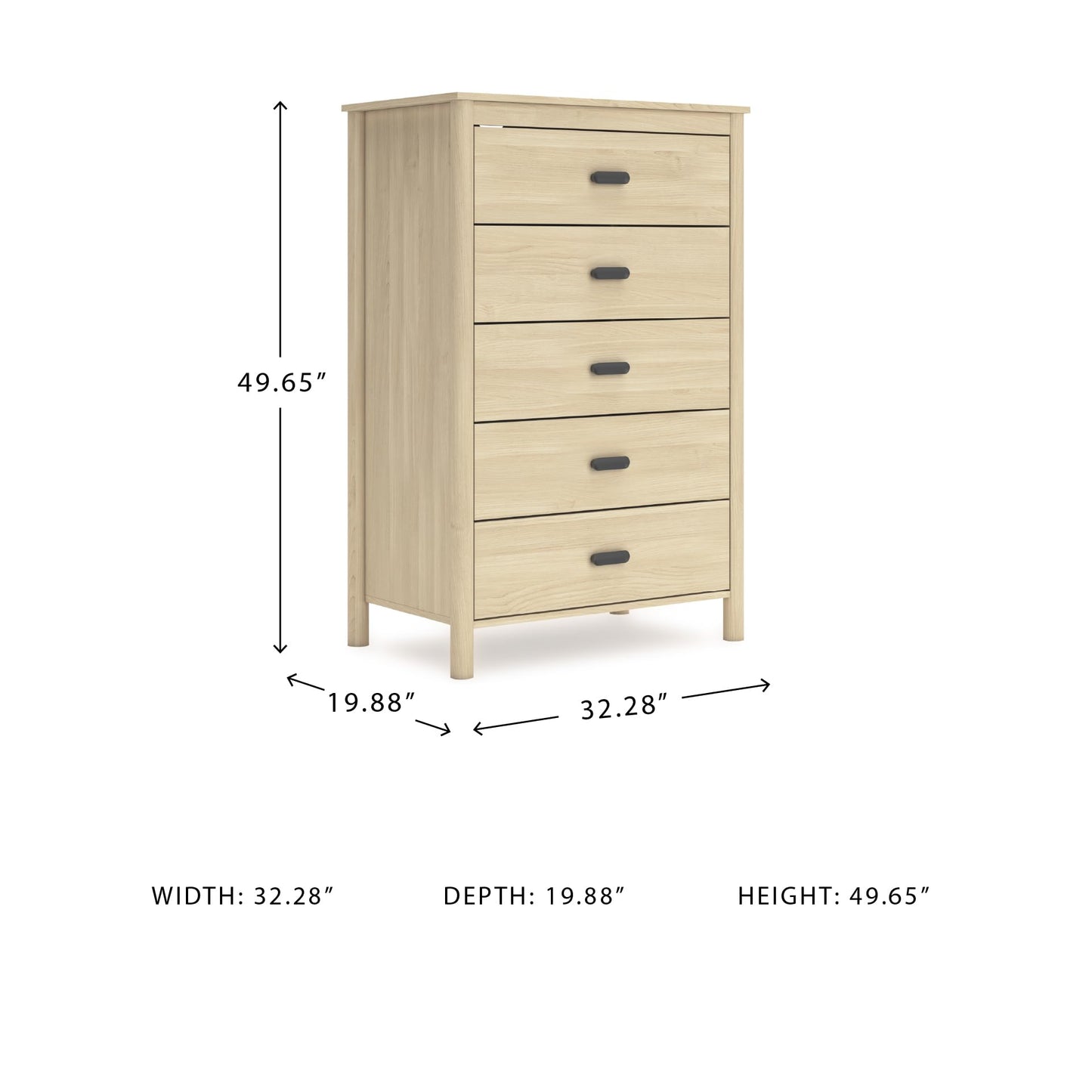 Signature Design by Ashley Cabinella 5 Drawer Tall Dresser, Tan