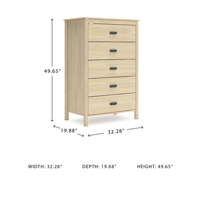 Signature Design by Ashley Cabinella 5 Drawer Tall Dresser, Tan