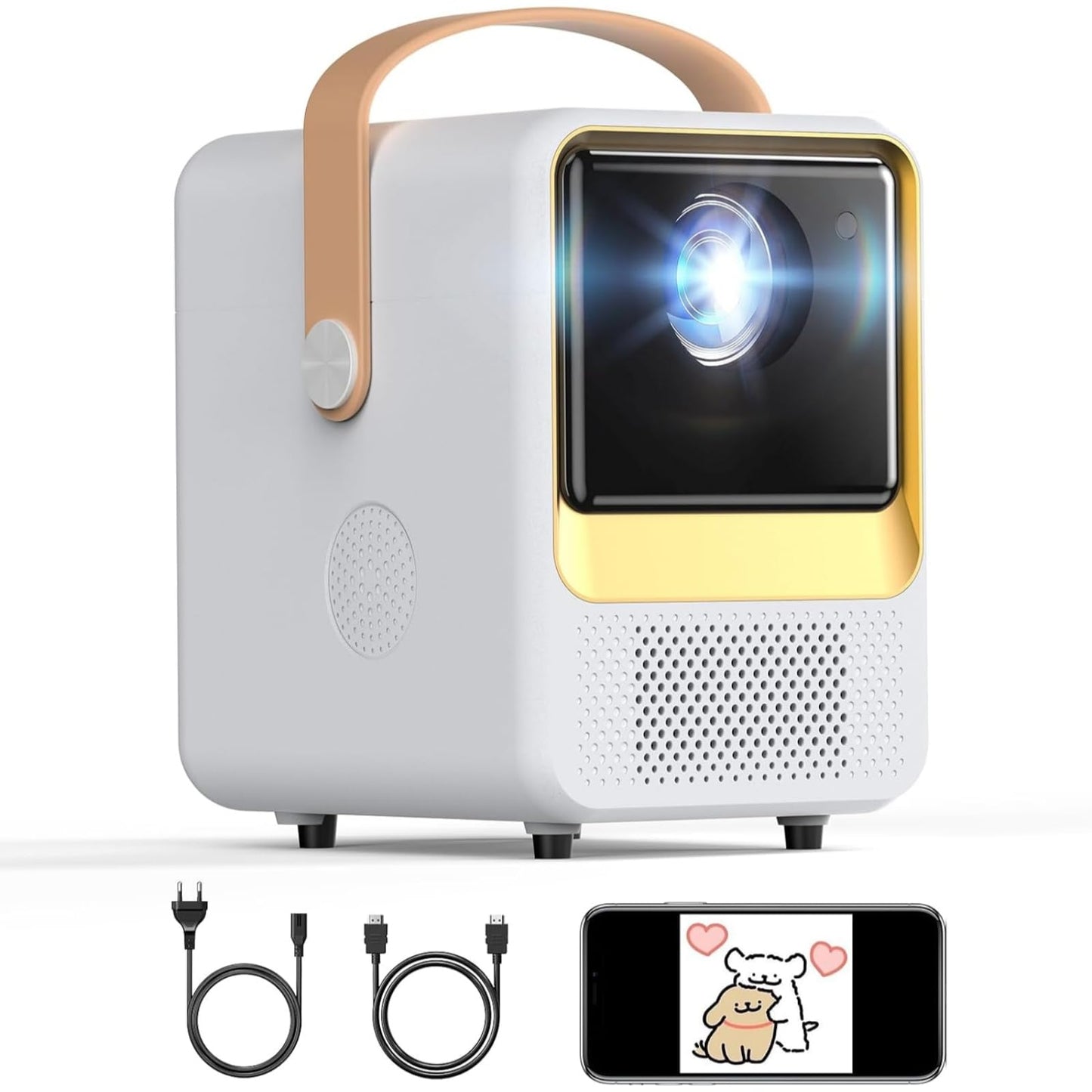BESGEER Mini Projector WiFi for Tufting, 5.2 Built-in Bluetooth Portable Projector with HDMI/Audio/USB, 1080p Projector for Tracing Projection on Home DIY Rug Cloth Carpet (Cream White)