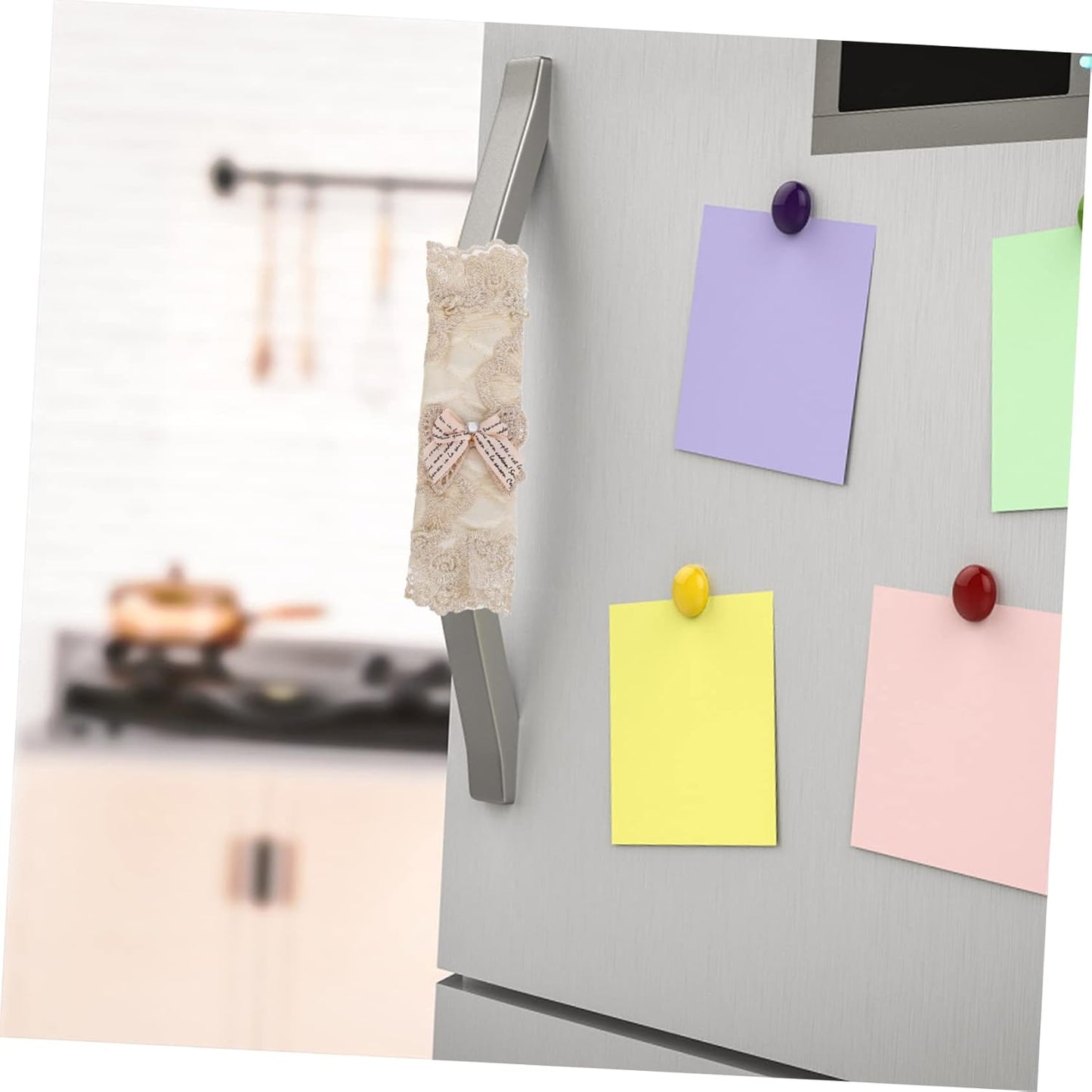 6pcs Refrigerator Handle Gloves, Lace Gloves Door Handle Covers for Appliances, Kitchen Appliance Cover, Beige Fabric
