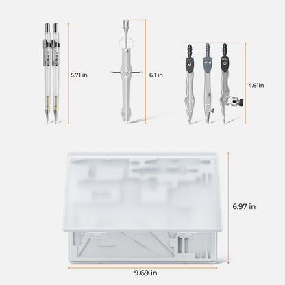 Nicpro 22 PCS Compass Geometry Tools with Case, Drafting Tools Geometry Set with Swing Arm Protractor, Rulers, Metal Compass, Square Set, Mechanical Pencil, Back to School Supplies for Students