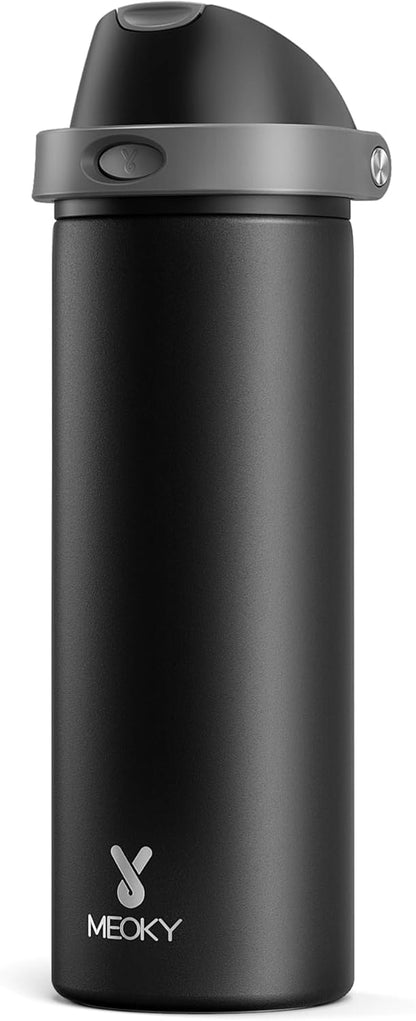24 oz 2-in-1 24 Insulated Water Bottle for Sports: Meoky Stainless Steel Water Bottle with Straw and Spout Lid - Leak