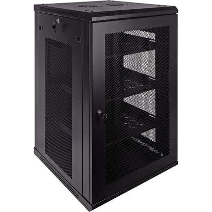 Navepoint 18U Deluxe IT Wallmount Cabinet Enclosure 19-Inch Server Network Rack with Locking Perforated Door 24-Inches Deep Black with/Shelves