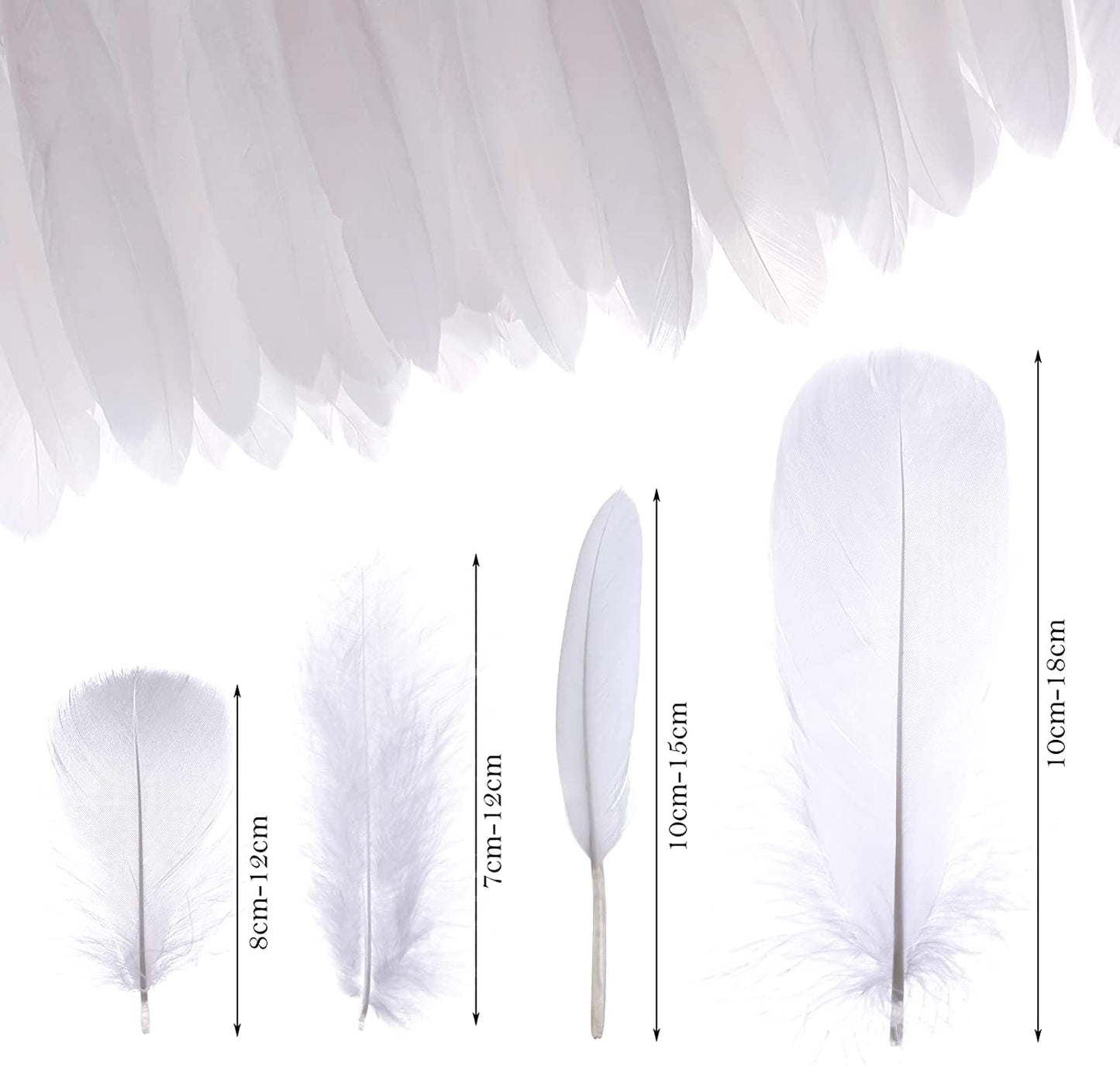 MWOOT 400Pcs Black White Feathers, 4 Assorted Crafts Feathers for Halloween Costume Wings Dream Catchers DIY Christmas Tree Wreath Wedding Decor Art Handmade