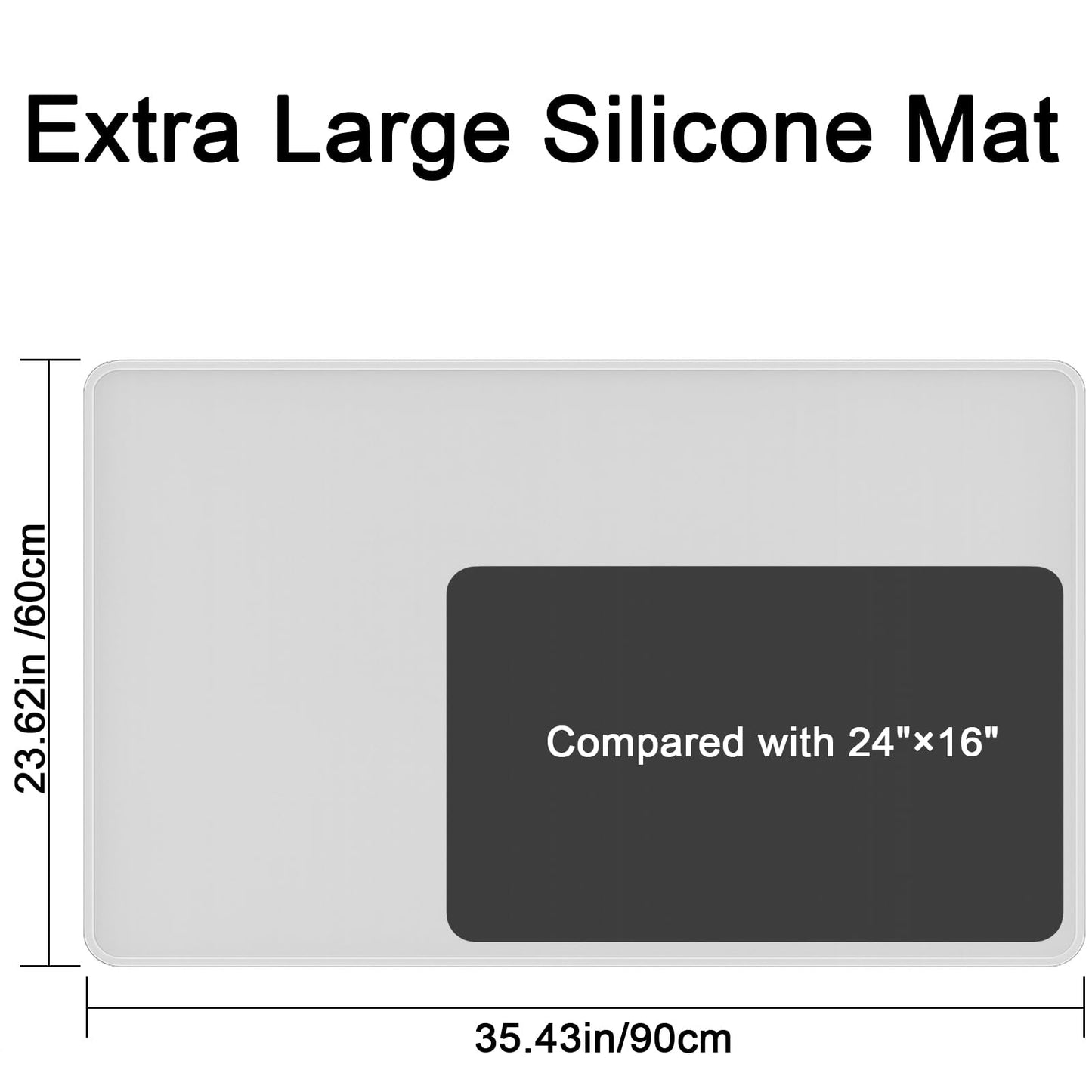 Silicone Mat 35.4"x23.6" Silicone Mats for Kitchen Counter Heat Resistant Mats for Countertop, Countertop Protector Mat, Edge Heightening Nonstick Waterproof Multipurpose Table Mat Translucent
