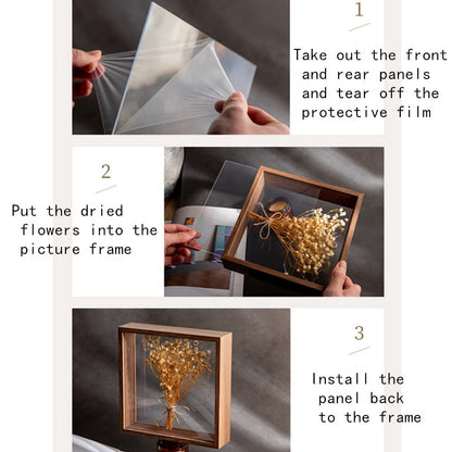 OUKEYI 8x10 Floating Frame in Light Oak,Double Glass Picture Frame Display Photo ，Wooden Dried Flower Photo Frame Dried Flower Display Stand Decorative Floating Photo Frame