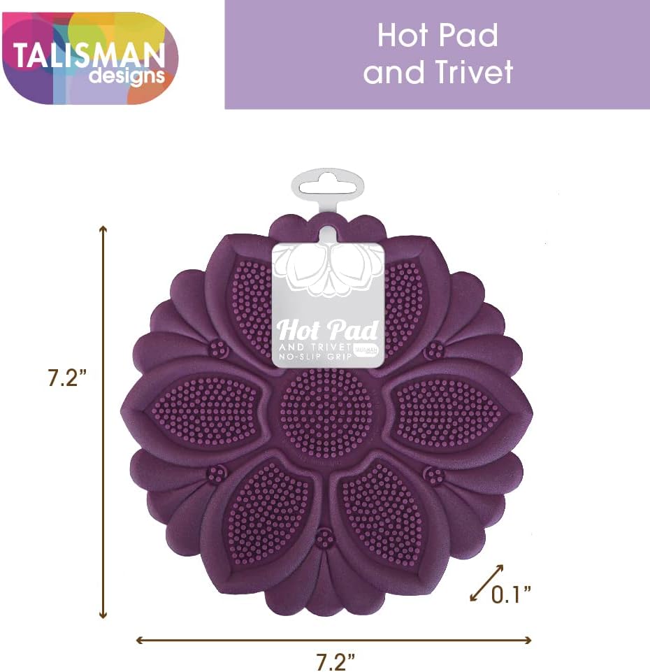 Talisman Designs No-Slip Grip Silicone Hot Pad & Trivet - Black, Set of 1