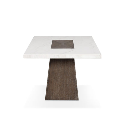 Furniture of America Rafferty Modern Solid Wood 70-inch Rectangle Dining Table with Genuine White Marble Tabletop and Tapered Pedestal Base, Seats up to 6, for Home Kitchen, Living Room, Dark Walnut