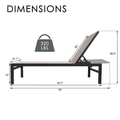 Kozyard 2-Piece Outdoor Chaise Lounge, Powder-Coated Aluminum Frame and Textilene Fabric, Adjustable Reclining Patio Lounger for Poolside, Sunbathing & Backyard (Beige)