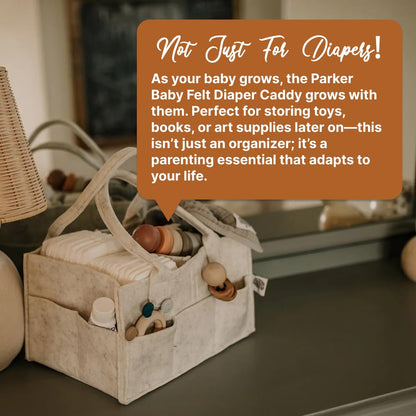 Parker Baby Diaper Caddy - Large Nursery Storage Bin & Car Organizer for Diapers | White