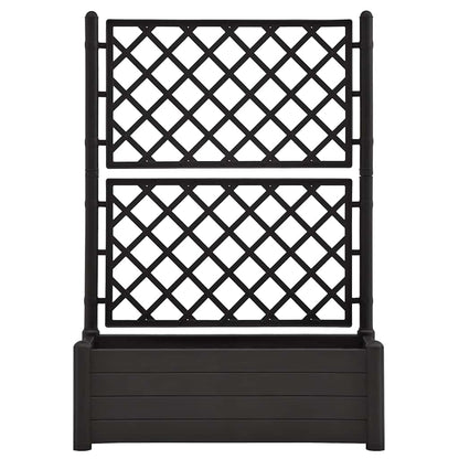 Zeehear Garden Planter Box with Trellis, 39.4", for Outdoor Flower, Plant, Vegetable & Herb Growing, Large Raised Planting Pots for Gardening - Anthracite