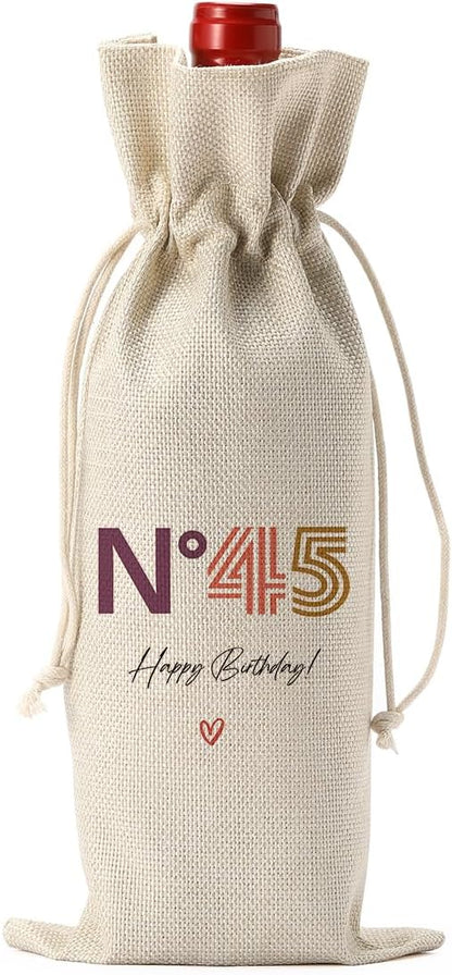 Happy 45th Birthday Party Decorations, Unique 45 Year Old Gifts for Men and Women, Wine Bag