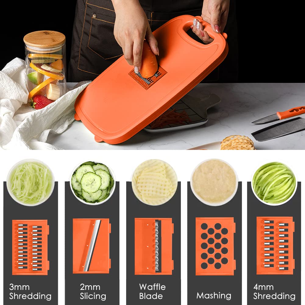 Gintan Camping Cutting Board, 9-in-1 Collapsible Chopping Board with Colander, Kitchen Vegetable Washing Basket for Camping, Camping Gifts Camping Accessories for RV Campers (Blue+Grey)