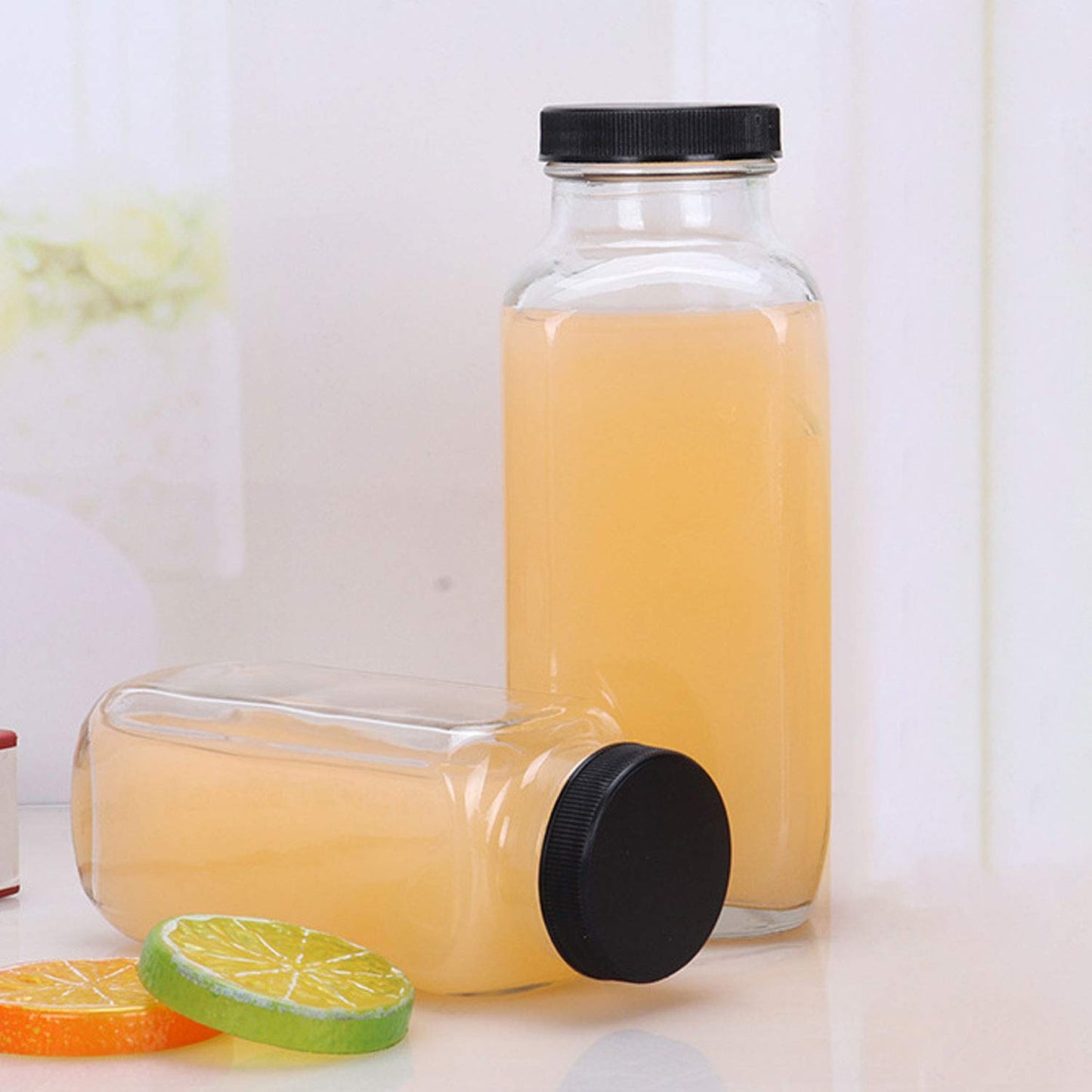 Encheng 8 oz Glass Bottles,Reusable Glass Water Bottle With Airtight Lids,Vintage Drinking Jars for Smoothies, Kombucha,Tea,Juicing Bottles Beverage Milk Bottle With Caps,Liquid Storage Jars 30pack