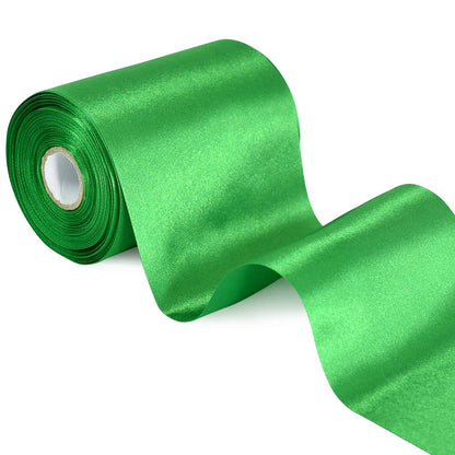 TONIFUL 4 Inch x 22 Yards Wide Green Satin Ribbon Solid Fabric Large Ribbon for Cutting Ceremony Kit Grand Opening Chair Sash Table Car Bows Gift Wrapping Wedding Party Decoration Christmas