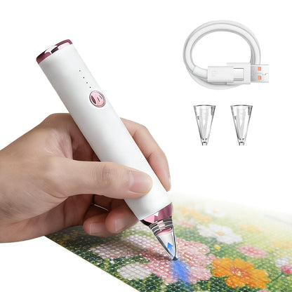 Electric Diamond Painting Pen, Cordless Vacuum Diamond Art Pen Low-Noise, Wax-Free, 3-Speed Adjustable, Rechargeable, Lightweight, Long-Lasting Electric Pen for Diamond Painting Accessories and Tools