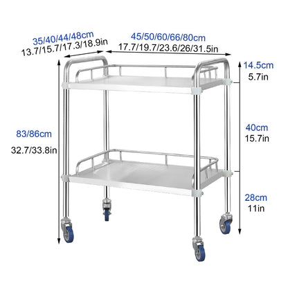 XYWGBMS Serving Trolley, Stainless Steel Utility Rolling Cart, Storage Trolley Cart Detachable, with Locking Wheels, Kitchen Car Shelf Utility Service Cart for Hotel/Re