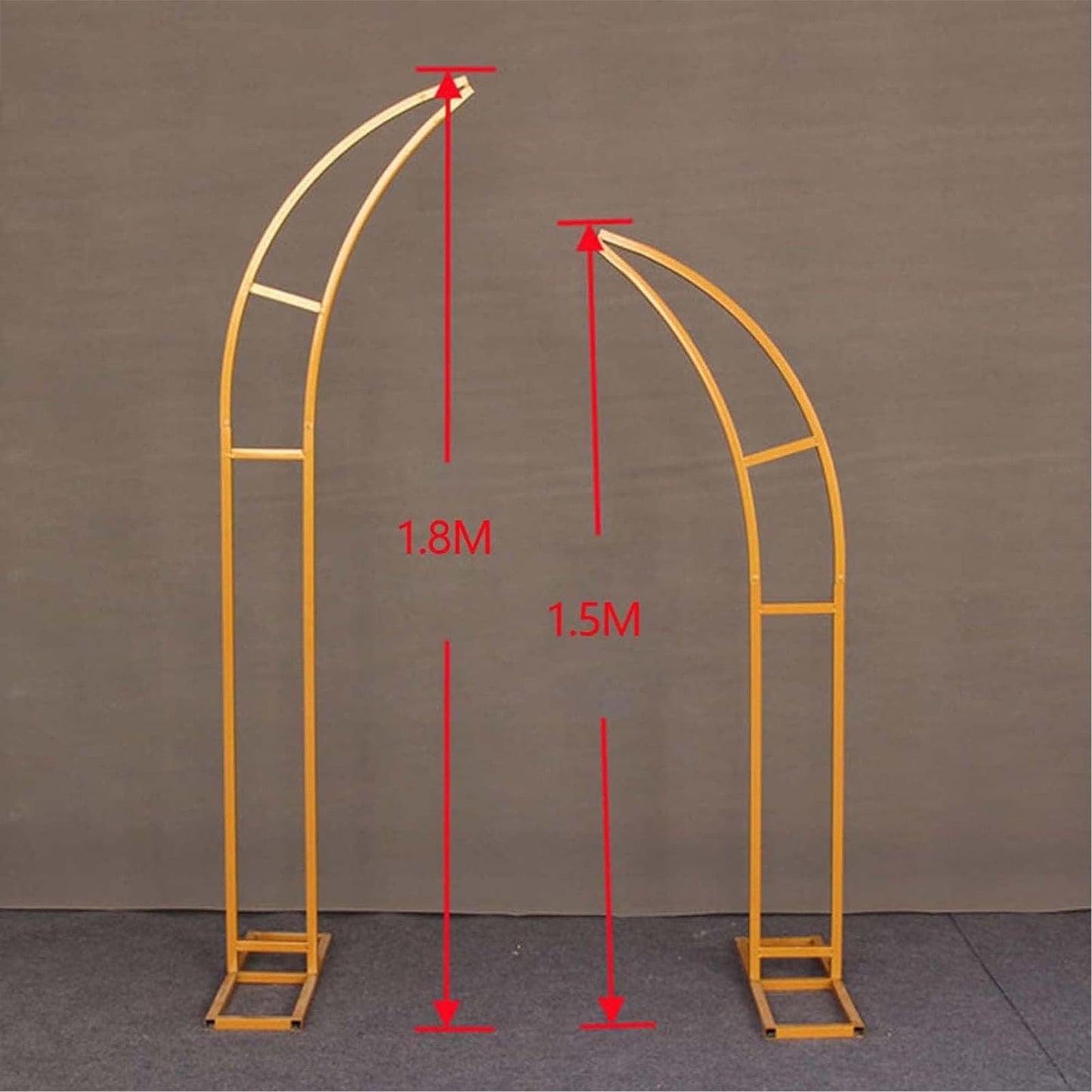Black Iron Crescent Moon Wedding Arch Stand Set for Weddings and Events Easy Assembly 2 Pieces (Gold)