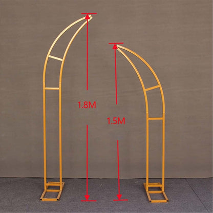Black Iron Crescent Moon Wedding Arch Stand Set for Weddings and Events Easy Assembly 2 Pieces (Gold)