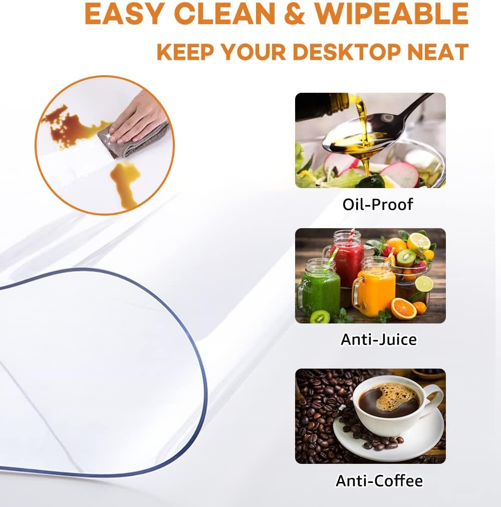 28 Inch PoPoTo Dia Clear Round Table Cover Protector Mat Sofa Side Dining Coffee End Tabletop Protector PVC Plastic