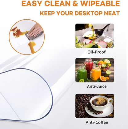 28 Inch PoPoTo Dia Clear Round Table Cover Protector Mat Sofa Side Dining Coffee End Tabletop Protector PVC Plastic
