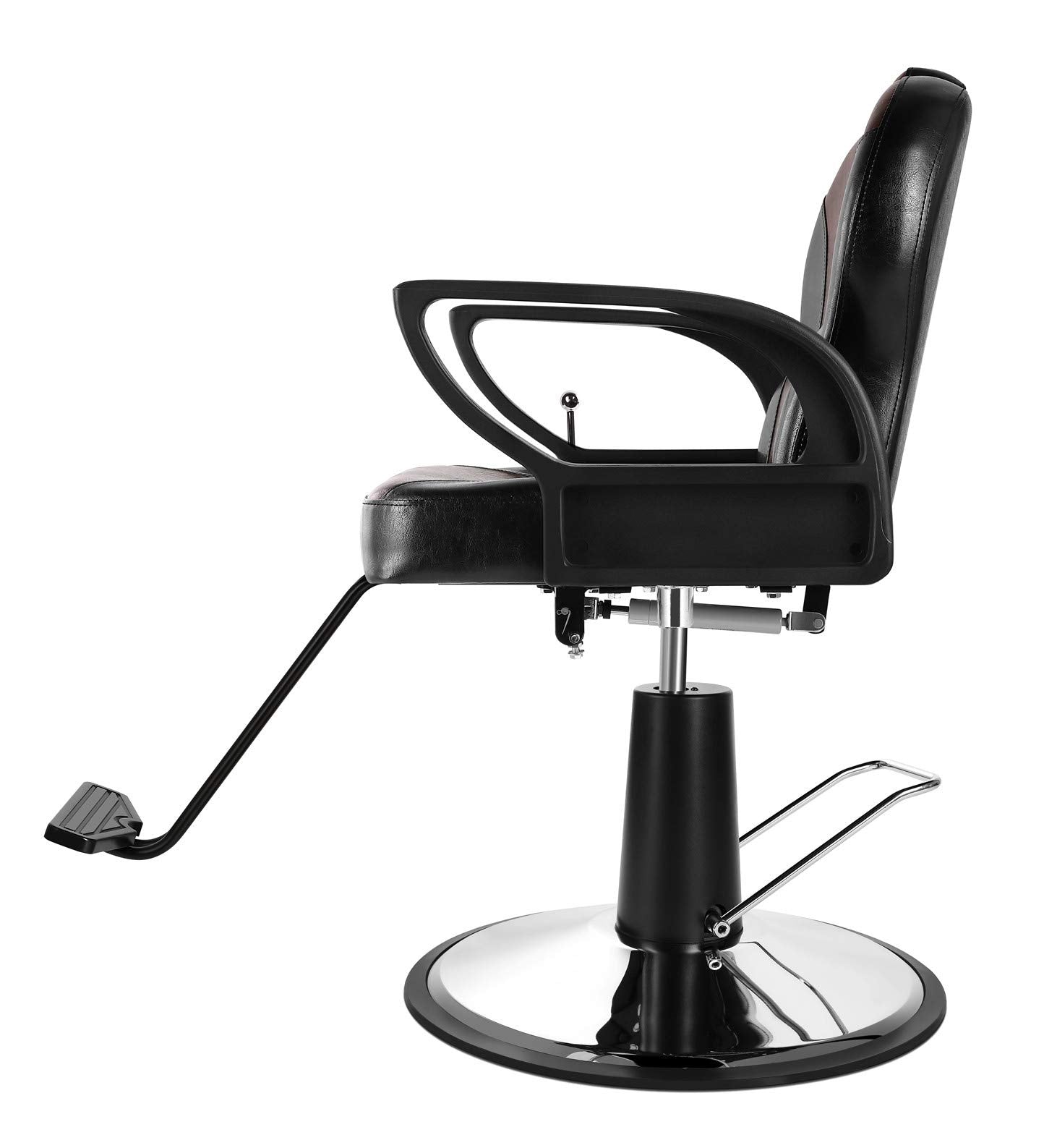 Beautymega Vintage Hydraulic Pump Hair Cutting Chairs Reclining Beauty Salon Styling Chairs (Black & Brown)