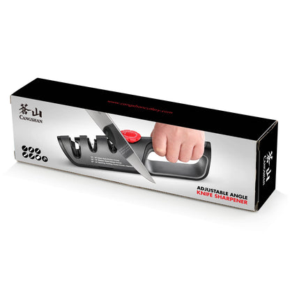 Cangshan 1026108 3-Stage Adjustable 14-24 Degree Professional Knife + Scissor Sharpener Black