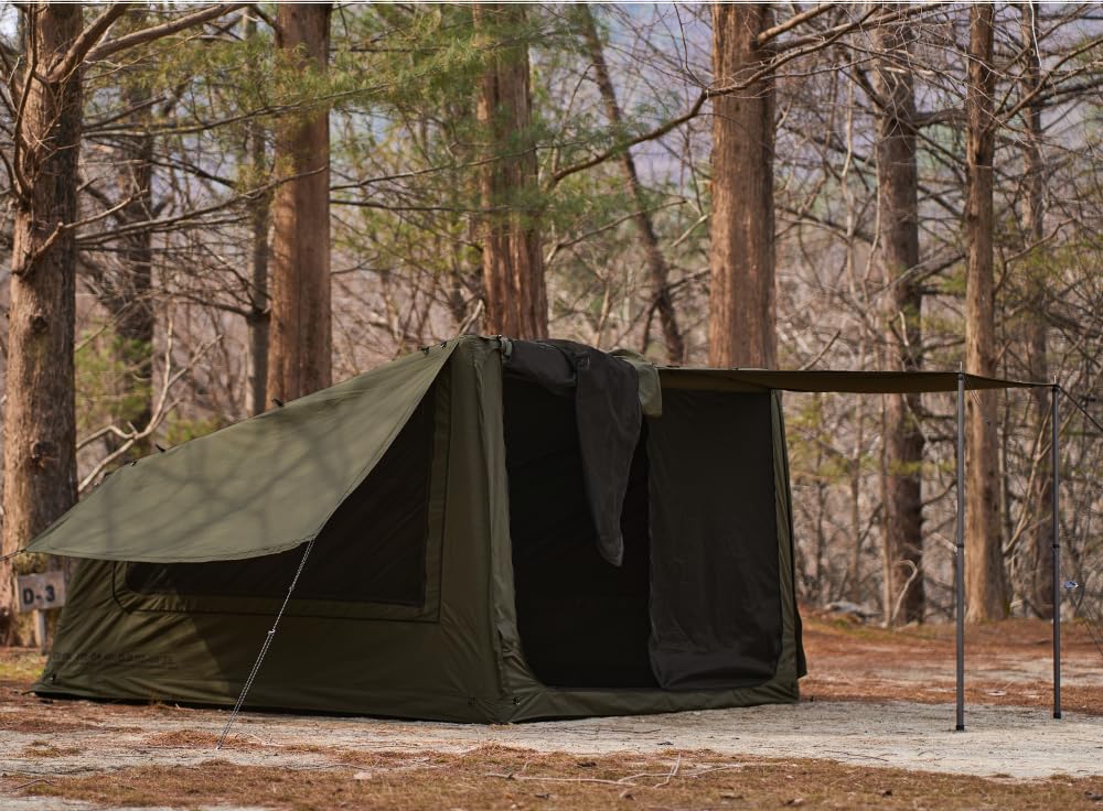 CAMVIL 2025 Upgraded Box 4P Inflatable Camping Tent, 4 Season Blow Up Tent with Pumb, Easy Setup No Assembly Needed Luxury Glamping Tent (Green)