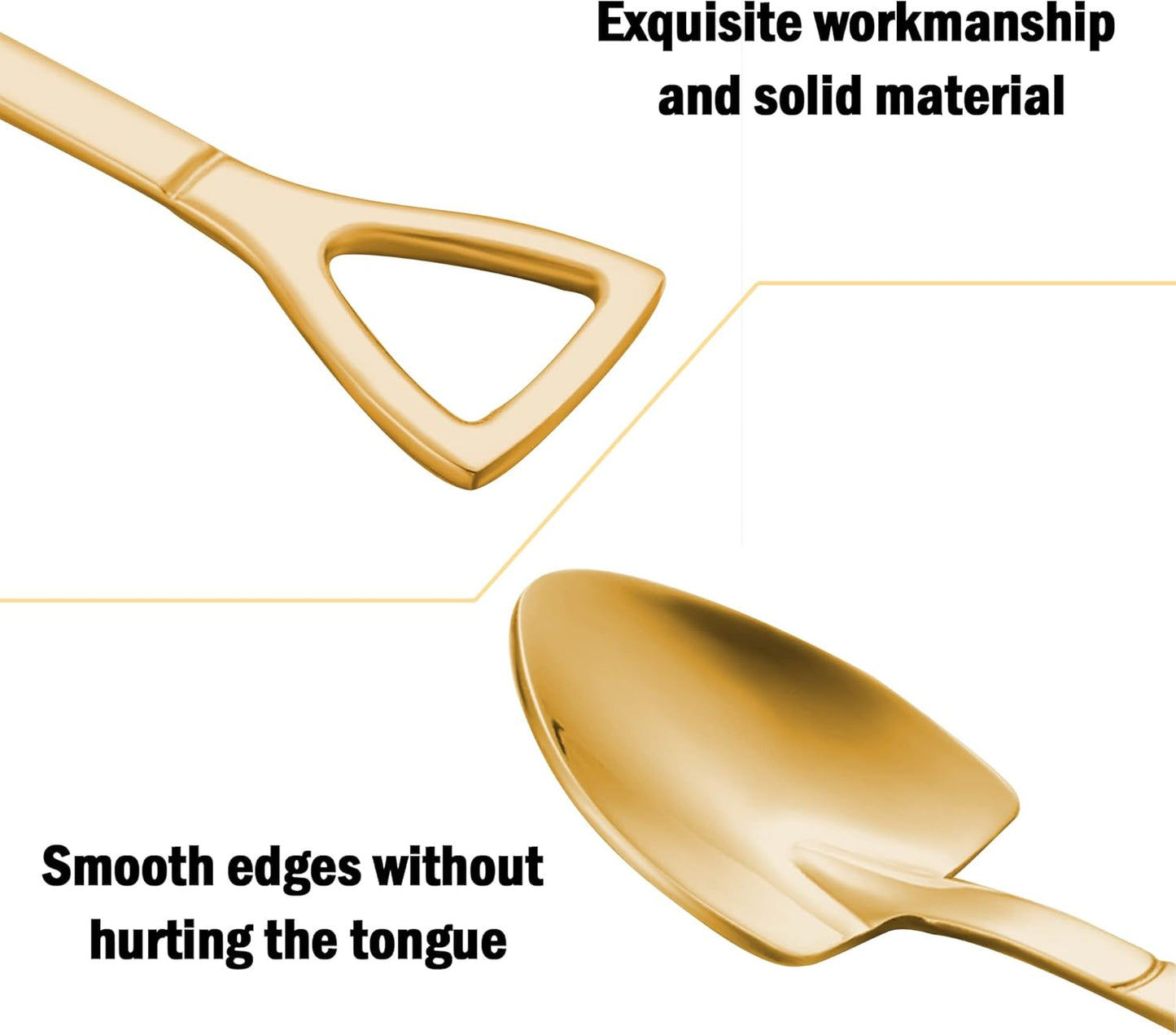 4pcs Gold Shovel Shape Dessert Spoons, Mini Long Handle Ice Cream Coffee Afternoon Teaspoon