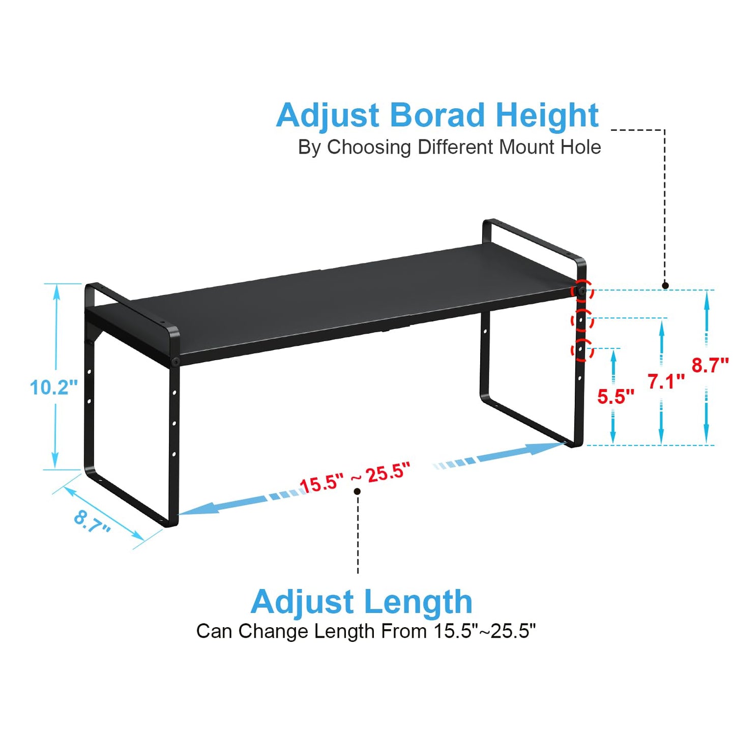 15.5 to 25.5 Inch Expandable Kitchen Cabinet Organizer Shelf, 2 Pack 30 LBS Heavy Duty Adjustable Kitchen Counter Storage Shelves Organizers,Stackable Small Storage Shelf Rack For Cabinet Cupboard