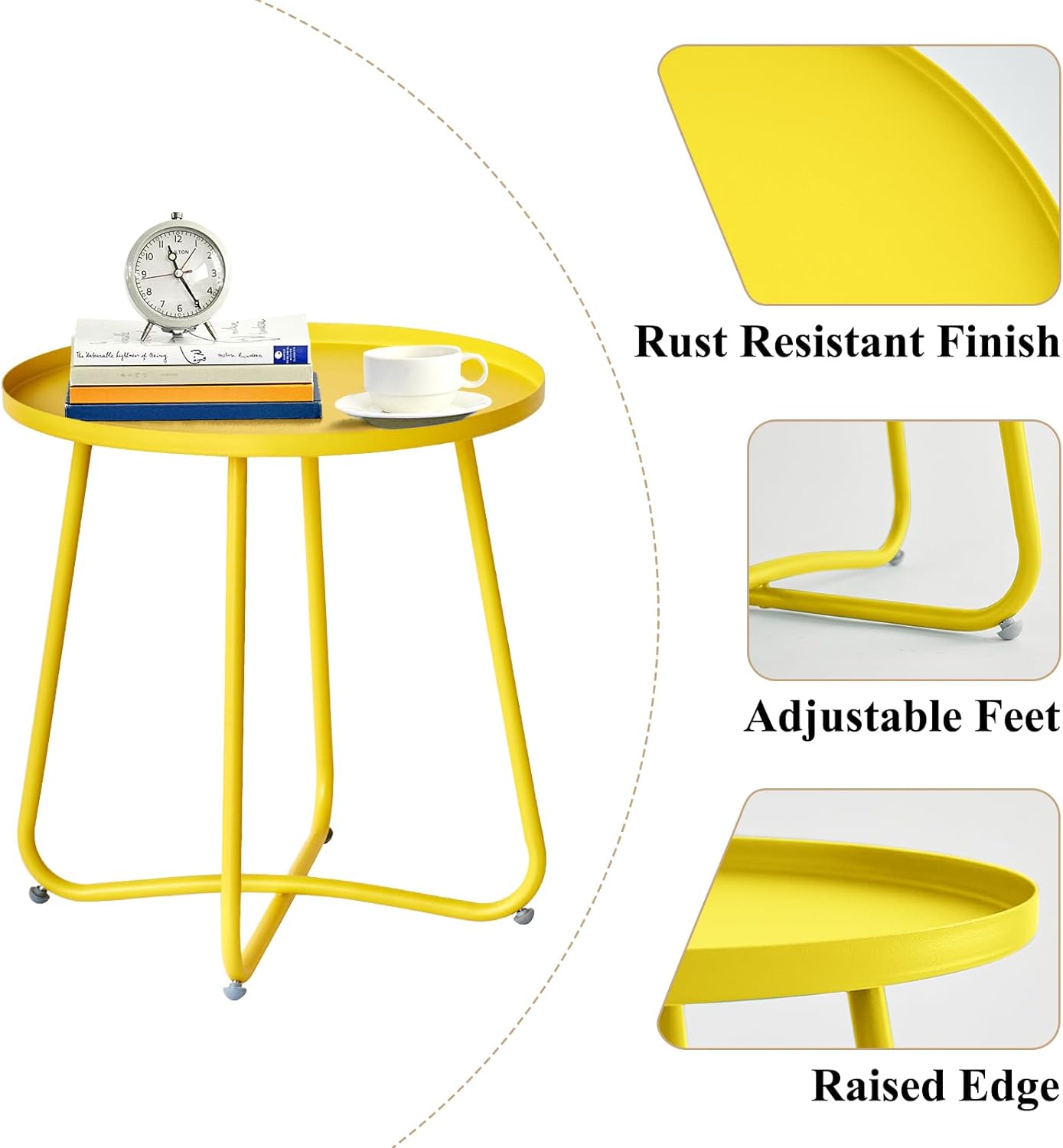 Compact Yellow Outdoor Side Table for Garden and Patio