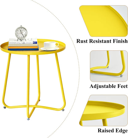 Compact Yellow Outdoor Side Table for Garden and Patio