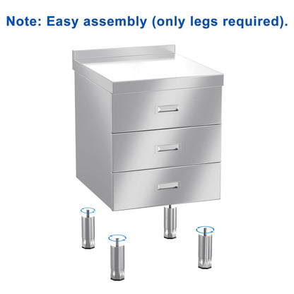 ZZV Stainless Steel Kitchen Cabinet Outdoor Kitchen Drawers with Handles Triple Access BBQ Drawers for Outdoor Garage Warehouse Restaurant, No Assembly Required, 21.66 x 19.68 x 35.43 in