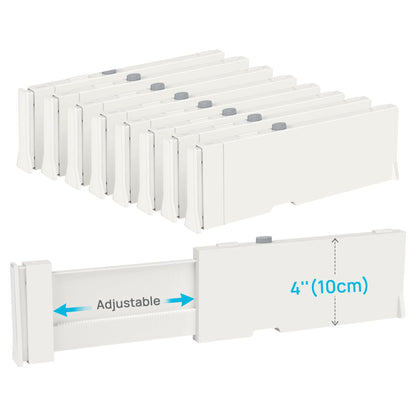 Vtopmart Drawer Dividers for Clothes 8 Pack, Adjustable 4" High Expandable from 11.3"-17" Dresser Drawer Organizer, Plastic Drawers Separators for Dresser, Baby Clothes, Kitchen and Office Storage