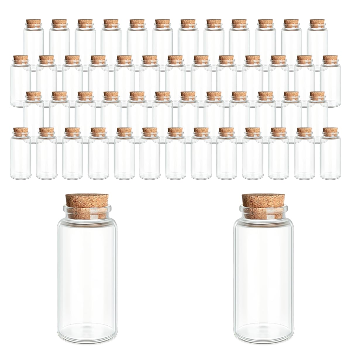 48-Pack 1.01 oz (30 ml) Glass Bottles with Cork Stoppers – for Spell Bottles, Spice Jars, DIY Party Favors, Travel Memories & Plant Propagation – Empty Recyclable Containers for Crafts, Kitchen,Décor