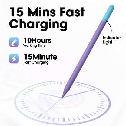 Stylus Pen for iPad 6th-11th Gen - 4X USB-C Fast Charge Pencil with 4 Replacement Nibs &0.1mm Pixel Precision, Magnetic Active Stylus for iPad Pro 11"/13"/M5/M4, Air M4/M3/M2, Mini 7/6/5, Purple