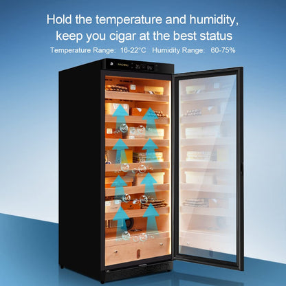Cigar Climate Control Cabinet, Raching 330L Cigar Humidor Cabinet for Storing&Aging, Wood Frame with Constant Temperature and Humidity System, 6 Premium Canada Cedar Trays - Piano Paint Black