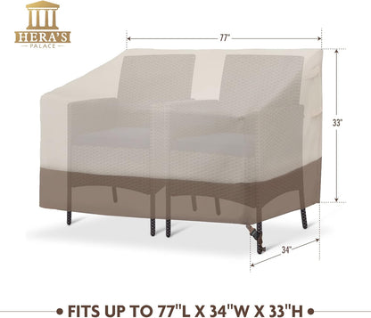 600D 77 34 33 inches HERA'S PALACE Waterproof Outdoor Bench Cover, Heavy Duty Outdoor Sofa Cover, Windproof & Anti-UV