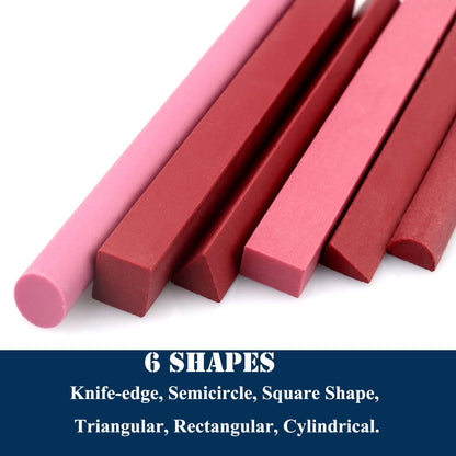 CBRIGHT Sharpening Stone Set, 6pcs 3000# Ruby Whetstone Kit Small Fine Polishing Sharpener Stone for Sharpen Chisel Gouge,Knife and Bladed Cutting Tools, Variety of Shapes[Length:100mm(3.94Inch)]