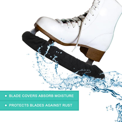 Coolrunner 2 Pairs Ice Skate Blade Covers, Sports Blade Cover Skate Blade Protector for Hockey Skates, Figure Skates and Ice Skates, Black (Black, Large)