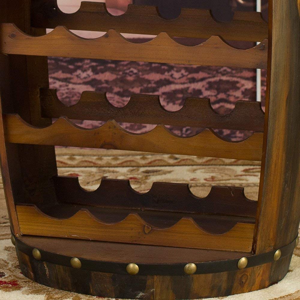 Wine Glass Rack Restaurant S Wooden Barrel Style 23 Bottle Holder Oak Effect Free Standing
