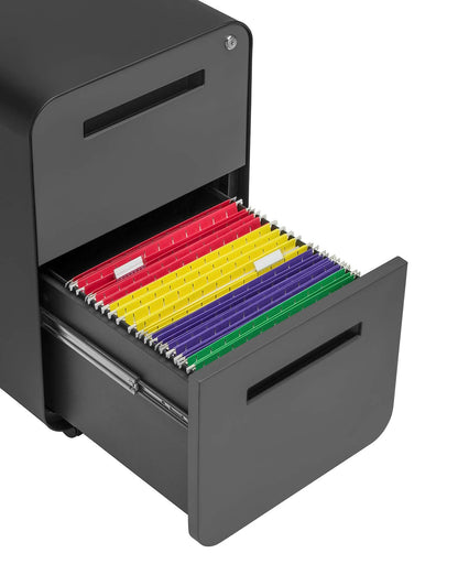 Laura Davidson Furniture Stockpile 2-Drawer Modern Mobile File Cabinet, Commercial-Grade (Black/Grey)