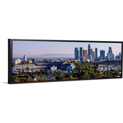 Downtown Los Angeles, California, Dodger Black Float Frame Canvas Art, Los Angeles Artwork