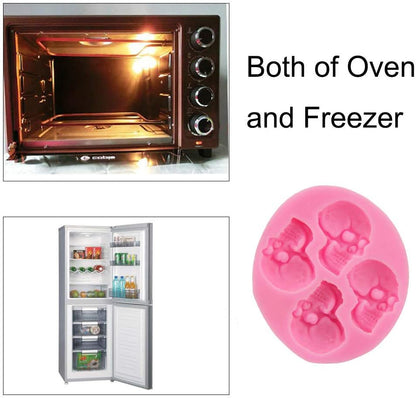 Chocolate Candy Molds, Halloween Skulls Silicone Fondant Mold Set of 3 for Cake Decoration