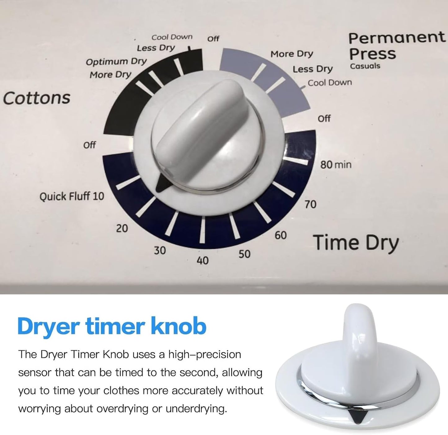 New WE1M654 Dryer Timer Knob, Replacement Part for GE DBSR463EG0WW, DBSR463EG1WW, DBSR463EG2WW