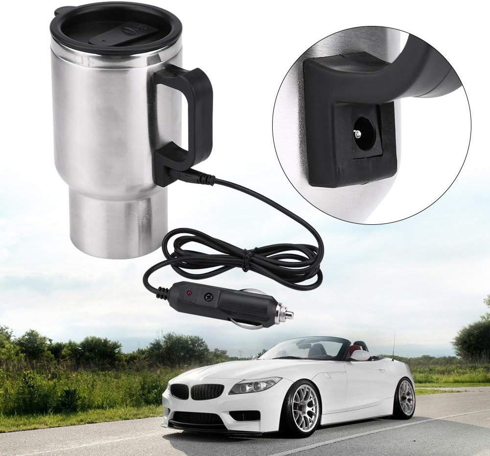 Hot Water Kettle Electric, Travel Kettle, 12V 450ml Stainless Steel Car Heating Cup, Portable