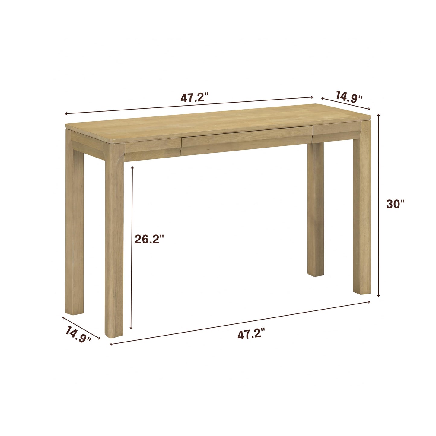 NTC Flow 47-Inch Console Table, Modern Solid Wood Entryway Table with Hidden Drawer, Waterproof & Heat Resistant, Narrow Table for Hallway, Living Room & Foyer, Sand