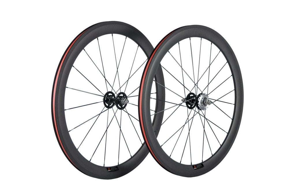 Queen Bike 50mm Carbon Fiber Track Wheel Matte Finish 3K Fixed Gear Wheelset with Cog