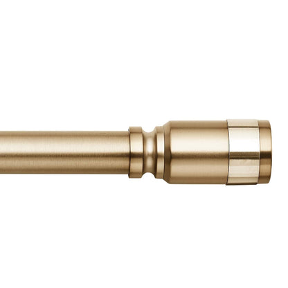 MODE Premium Collection Single Curtain Rod Set with Cylinder finials - 144 to 240 in, Warm Gold